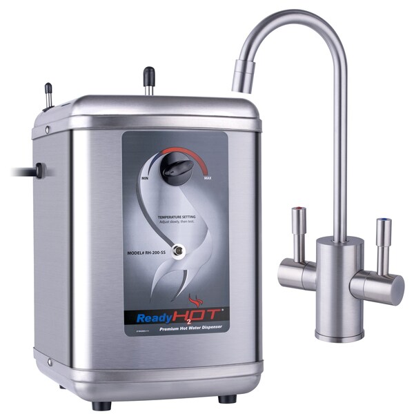 Ready Hot Instant Hot Water Dispenser with Brushed Nickel Dual Lever Hot and Cold Water Faucet 41-RH-200-F560-BN - main